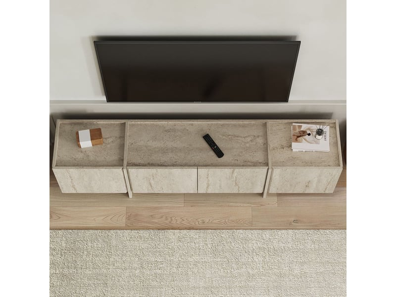  Support mural pour téléviseur avec portes à fermeture douce lowen - beige  - Conforama E