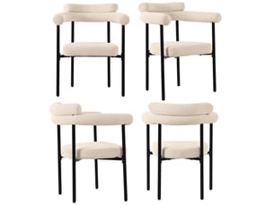 Chaise de salle a manger en velours, assise large, beige
