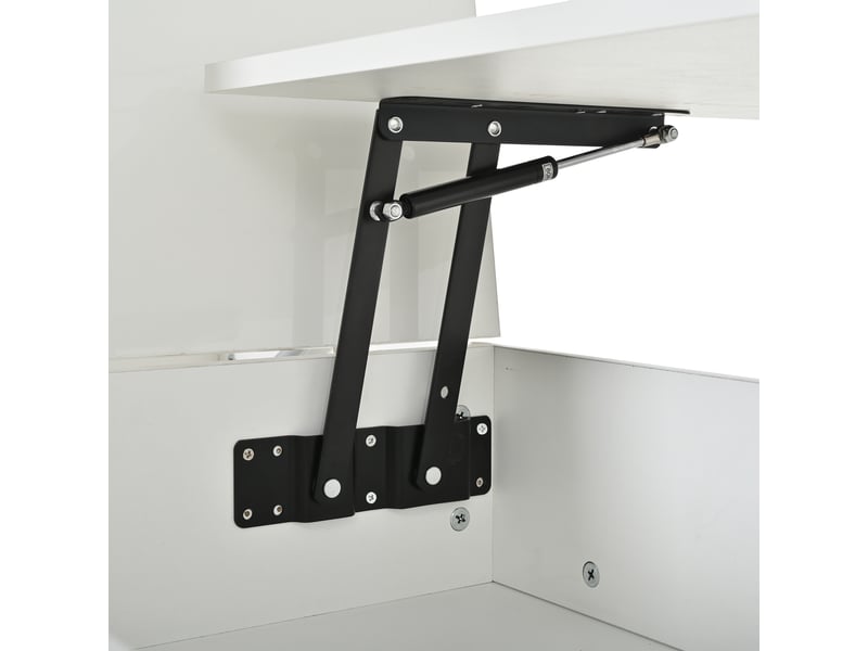  Table basse relevable avec 2 tiroirs et led pour salon 100×45×43 cm en panneaux de particules blanc  - Conforama D