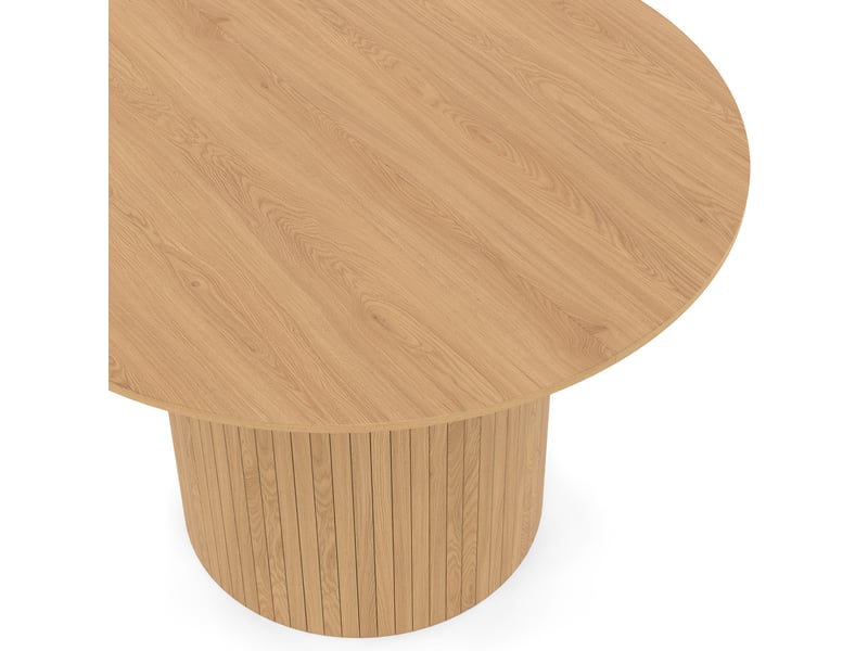 Table à manger ronde juliette 6 personnes pied central effet lattes 110 cm - Conforama E