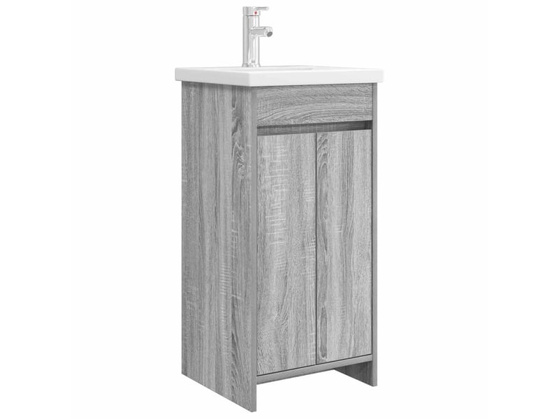  Meuble salle de bain avec évier, meuble de rangement sonoma gris shl1807  - Conforama A