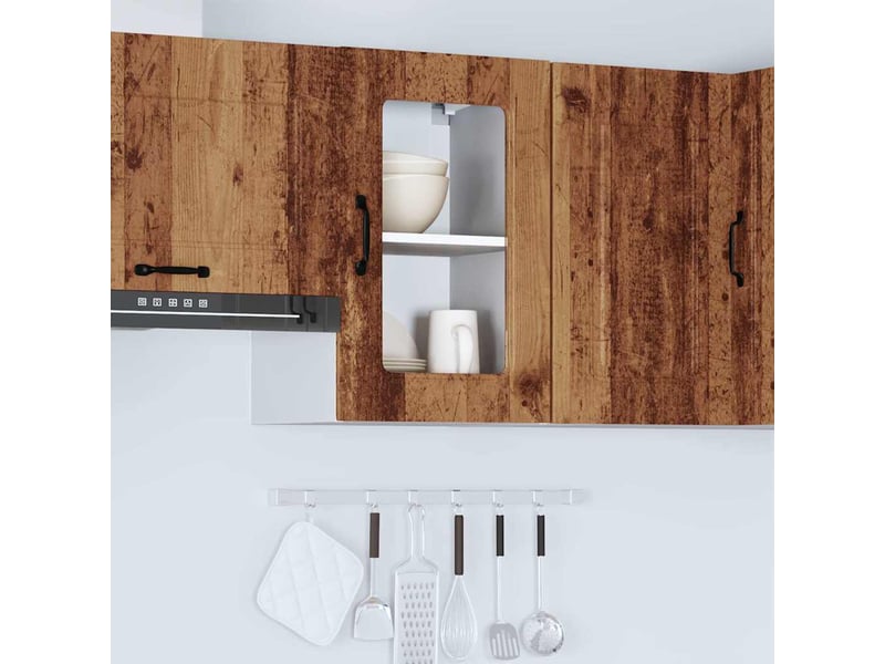  Armoire murale de cuisine avec porte vitrée kalmar bois d'ingénierie ancien shl3886  - Conforama D