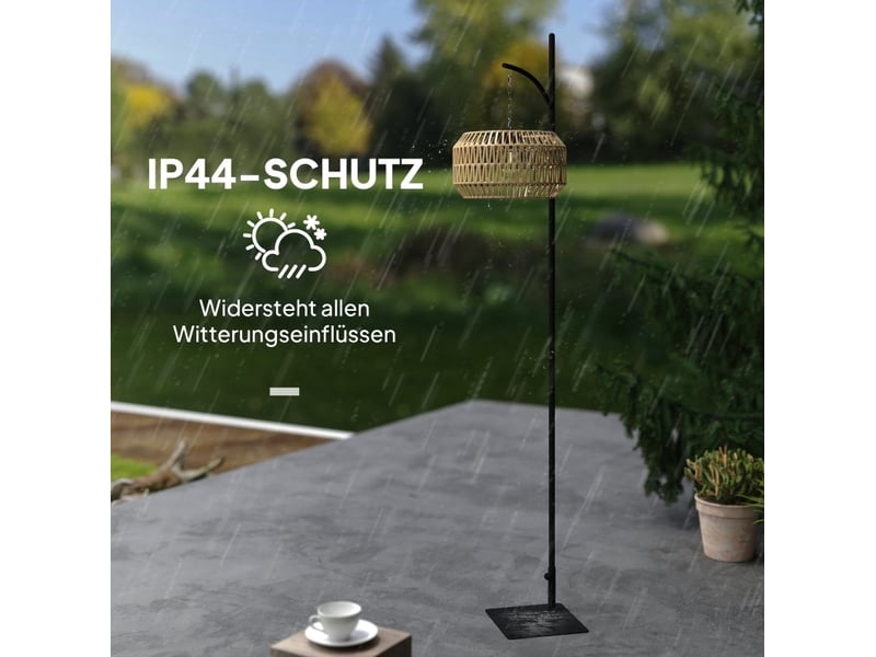  Lampadaire solaire extérieur 44x32x178 cm avec capteur de lumière métal noir et jaune  - Conforama C