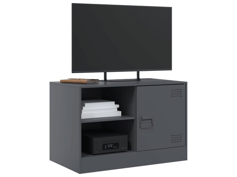  Lot de 2 meuble tv bas salon anthracite 67x39x44 cm acier shl51448  - Conforama C