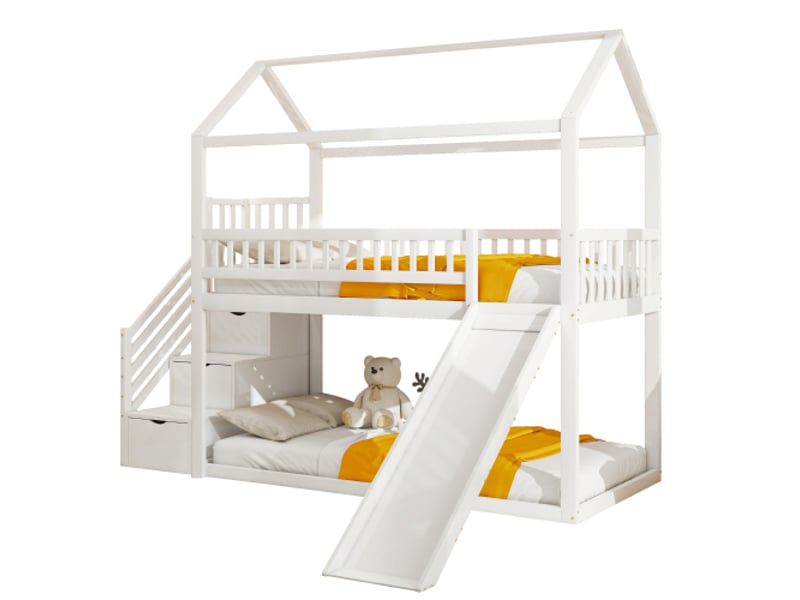  Lit superposé 90x200 cm coloris blanc bois massif lit enfant blanc - Conforama A