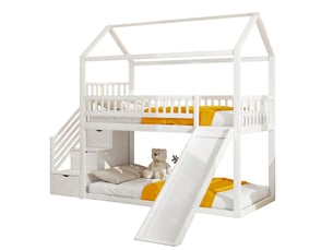 Lit superposé 90x200 cm <strong>MERAX</strong>  <strong>lit enfant blanc</strong> coloris blanc