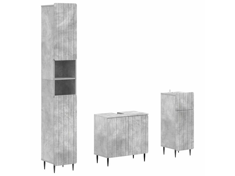  Ensemble de meuble de salle de bain 3 pièces zwolle gris béton cf63546  - Conforama A