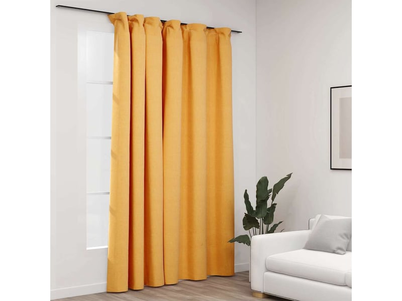  Rideau occultant, rideau black-out d'aspect de lin avec crochets jaune 290x245 cm cf43971  - Conforama B