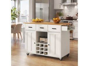 Desserte de cuisine rabattable avec 3 tiroirs - étagères réglables, mdf blanc 104 × 39,5 × 91,5 cm