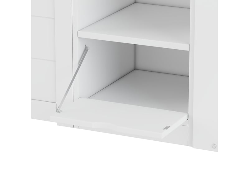 Lit mezzanine pour enfant, 90x200cm, avec rangements, escalier avec rangements intégrés et éclairage led, blanc - Conforama E