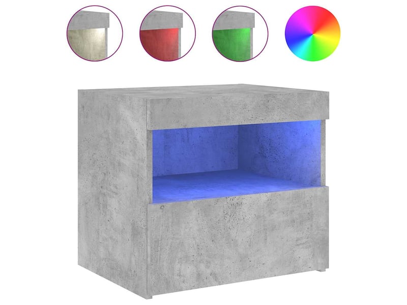 Lot de 2 tables de chevet - cabinet de chevet - table de nuit avec lumières led gris béton 50x40x45 cm - Conforama E