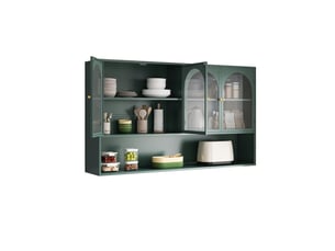 Armoire murale 4 portes 120x23x70 cm verre gris métal vert foncé