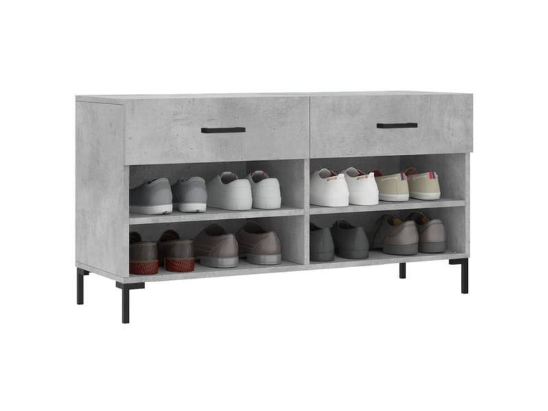  Banc à chaussures, meuble à chaussures gris béton 102x35x55 cm bois d'ingénierie shl4710  - Conforama C