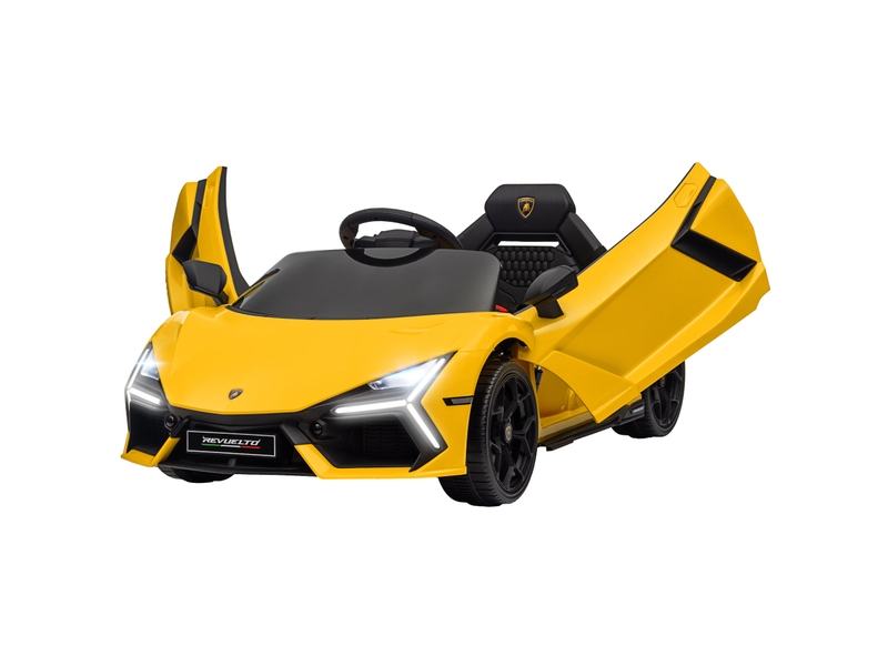  Voiture électrique 12v sous licence lamborghini revue véhicule électrique télécommande vitesse 3-5 kmh 3-5 ans jaune  - Conforama B