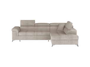 Canapé d'angle droit fixe MEUBLORAMA 4 places Polyester beige avec coffre de rangement