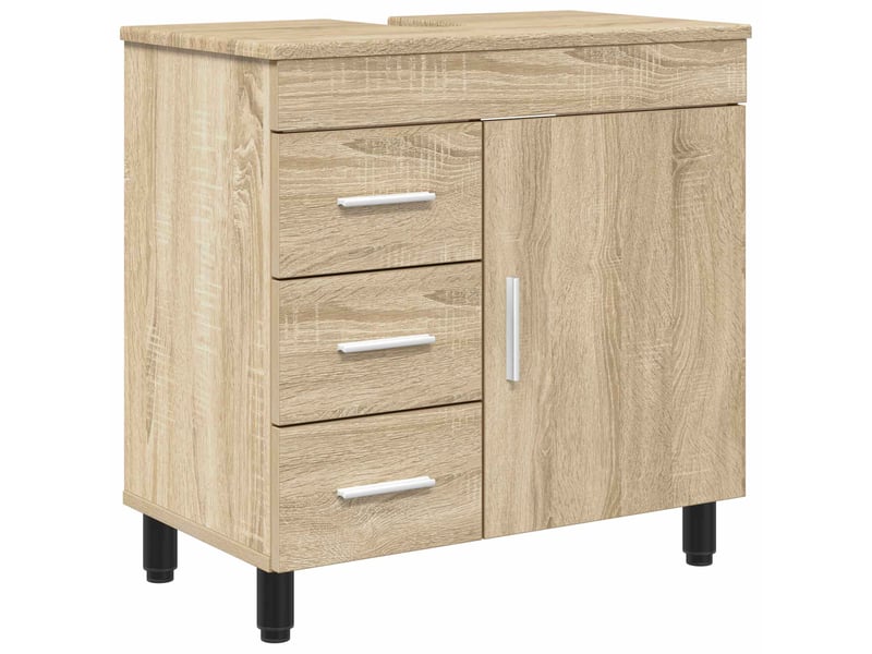  Unité de vanité de salle de bain, meuble de rangement chêne sonoma 60x35x60 cm shl5813  - Conforama A