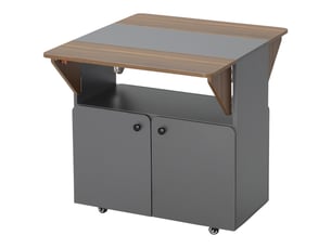 Tablearmoire pliante avec côtés à roulettes, deux côtés de table rabattables, compartiment de rangement, 4 roulettes, 70 x 83 x 75 cm
