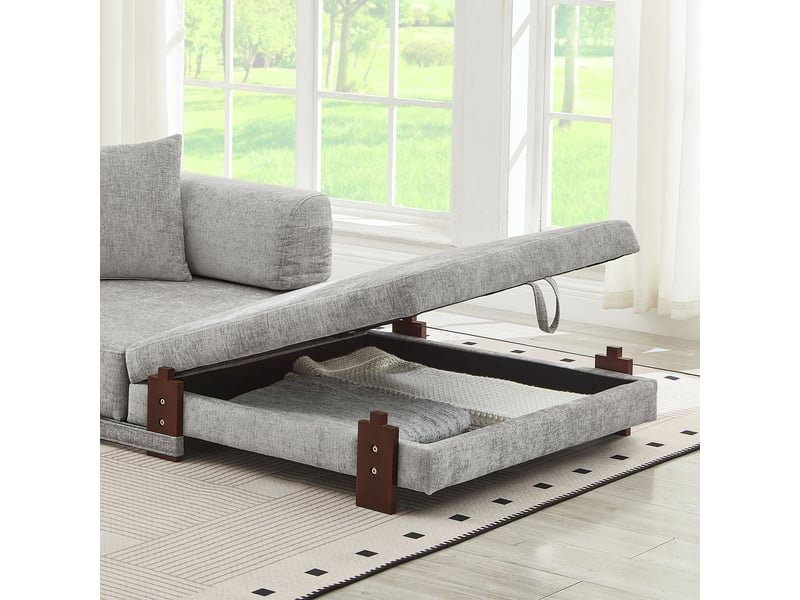  Canapé convertible, canapé-lit – gris clair, avec accoudoirs, port usb  - Conforama E