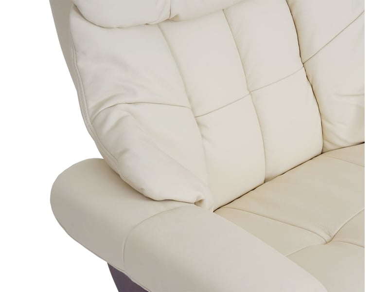  Mca fauteuil relax calgary xxl, fauteuil de télévision avec tabouret, cuir, charge 180kg - crème, aspect noix  - Conforama D