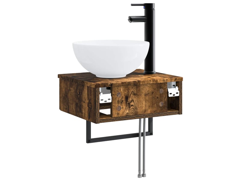  Basin de lavage mural, lavabo chêne fumé 40x35x39 cm  - Conforama E