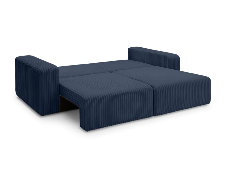 Canapé droit 3 places alya convertible en velours côtelé épais - bleu ALYA - Conforama B