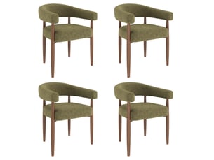 Lot de 4 chaises de salle à manger avec accoudoirs 60x59x75 cm en chenille vert olive