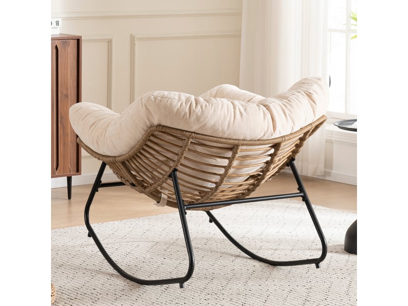  Fauteuil à bascule moderne en chenille, fauteuil pour chambre de bébé et salon, 95x107x83 cm  - Conforama W
