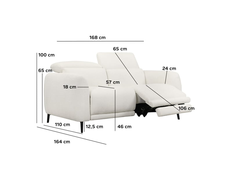  Canapé relax motorisé 2 pl en tissu chiné écru – june  - Conforama E