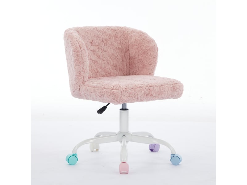  Chaise de bureau pivotante réglable en fausse fourrure rose 55x57x81 cm W3223P458004 - Conforama B