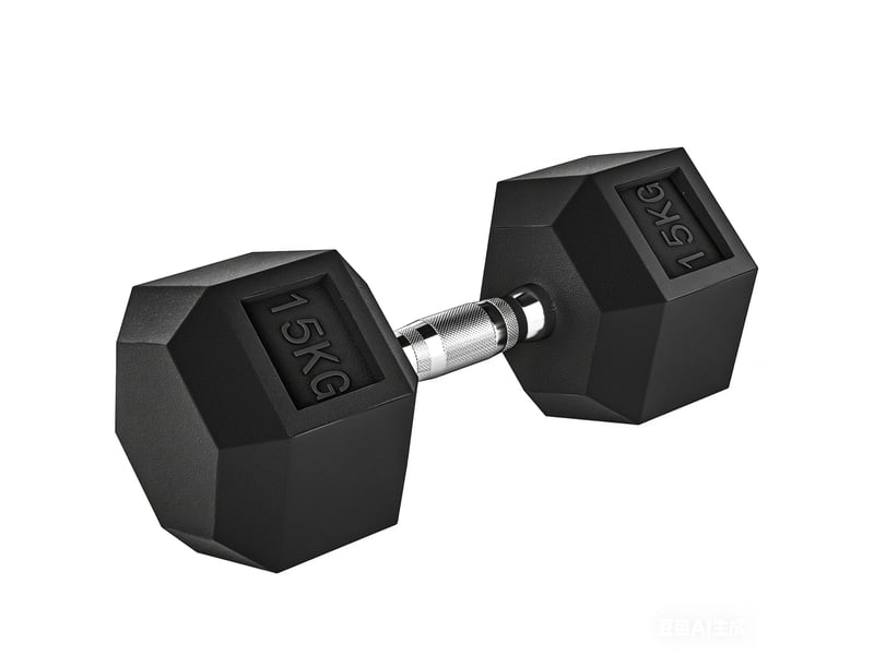  Haltère hexagonale de 15 kg avec poignée antidérapante, acier et caoutchouc, ø 15,5 x 33,6 cm, noire  - Conforama A