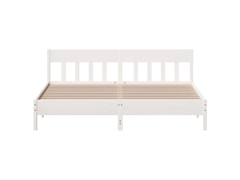  Lit double- lit adulte -  cadre de lit sans matelas blanc 200x200 cm bois massif de pin  - Conforama C