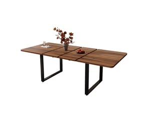 Table à manger extensible 140180220x80x75 cm en mdf couleur bois foncé et noir, design industriel