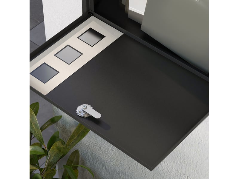 Boîte aux lettres murale 36,5 x 11,5 x 29 cm noire en métal, compartiment à journaux et serrure - Conforama D