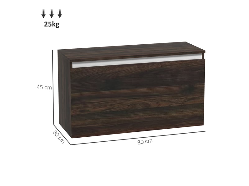  Table de chevet murale avec tiroir sans poignée, 80 x 30 x 45 cm, noyer  - Conforama E