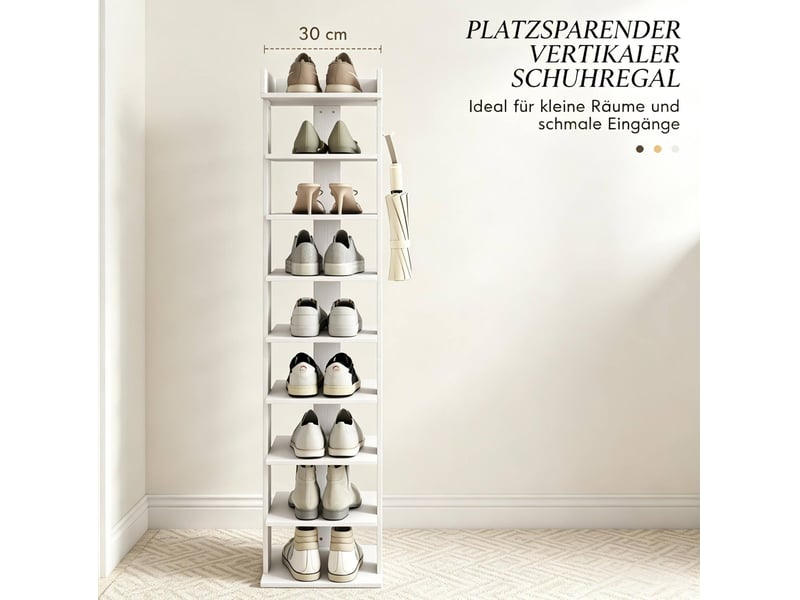  Meuble à chaussures 30x30x128,4 cm 9 niveaux panneau de particules blanc  - Conforama D