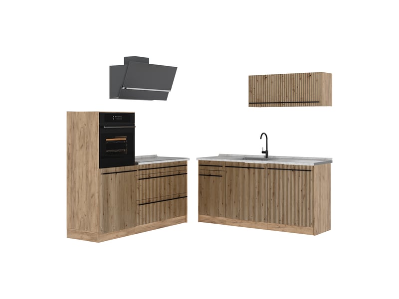  Vicco cuisine, chêne artisanchêne doré, 160cm plan de travail marbre  - Conforama A