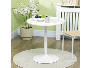 Table de salle à manger pour 2 personnes ronde avec pied central et base antidérapante en mdf ø70×75 cm blanc