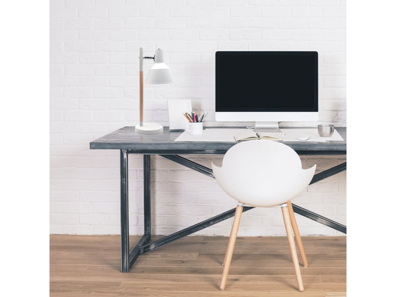  Lampe de bureau fabrilamp basil 1 x e14 blanc hêtre 50 x 17 x 23 cm articulée orientable 350° 161171001 - Conforama C
