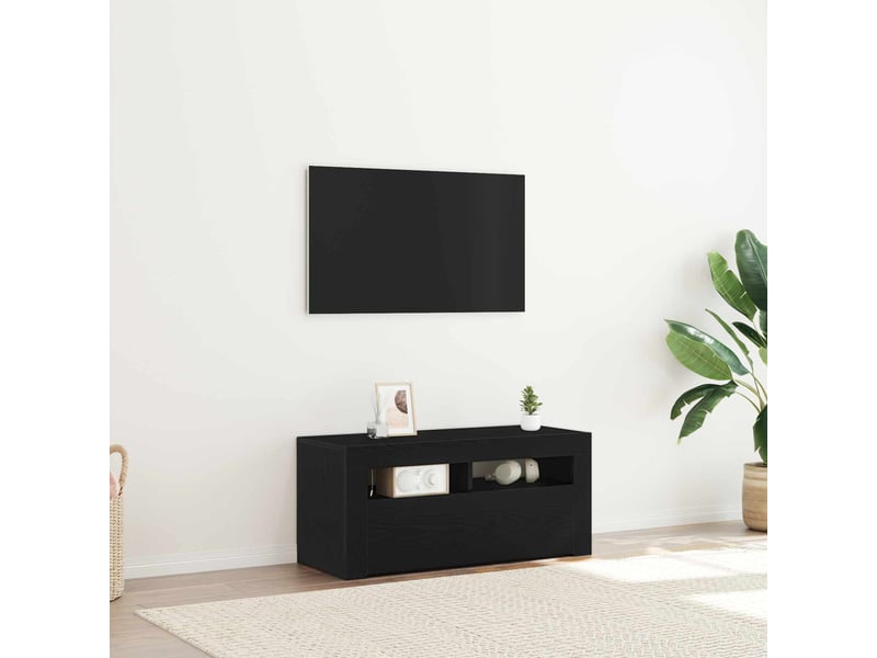 Meuble tv - banc tv - meuble de rangement 90 x 35 x 40 cm chêne noir bois d'ingénierie - Conforama B