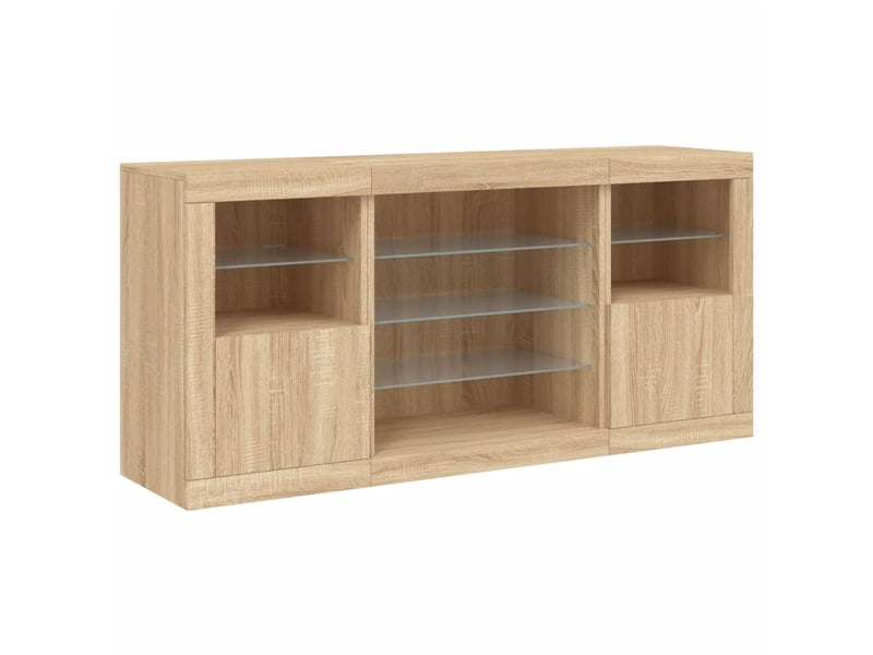  Buffet - bahut - meuble de rangement avec lumières led chêne sonoma 142,5x37x67 cm  - Conforama E