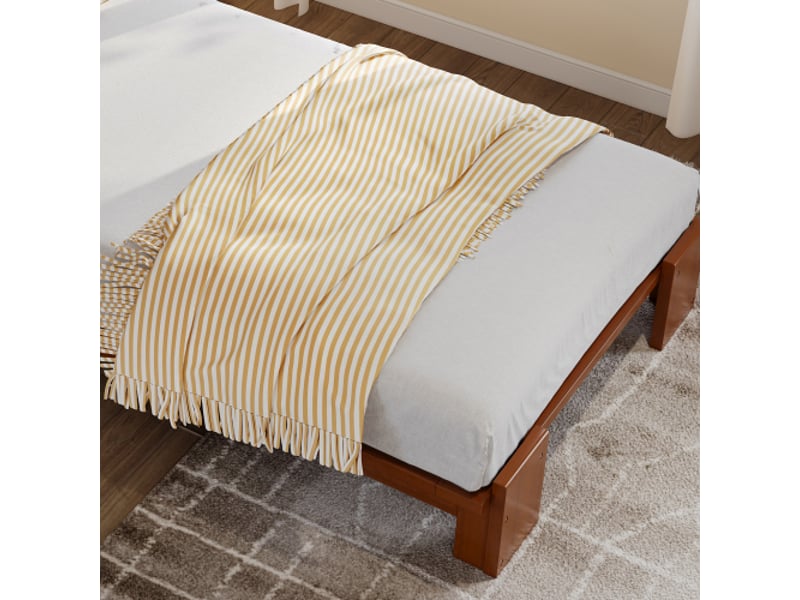 Lit enfant capitonné 90x200 cm - tête de lit rembourrée, velcro, lattes, pieds larges en pin, mousse brun foncé - Conforama E