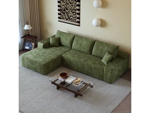 Canapé droit fixe <strong></strong> <strong></strong> 3 places Tissu vert