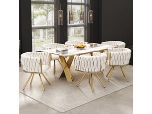Lot de 6 chaises de salle à manger pivotantes,59x54x72 cm,velours,beige et doré