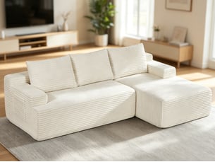 Canapé d'angle compressé droit fixe <strong>BGSRYAO</strong> <strong></strong> 4 places Velours beige