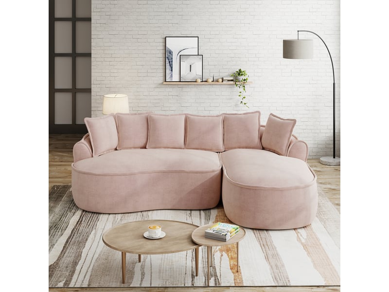 Canapé modulable - 252x164x67 cm - tissu chenille - assise profonde - mobilier de salon - assise confortable - moderne - rose CozyNest - Conforama C