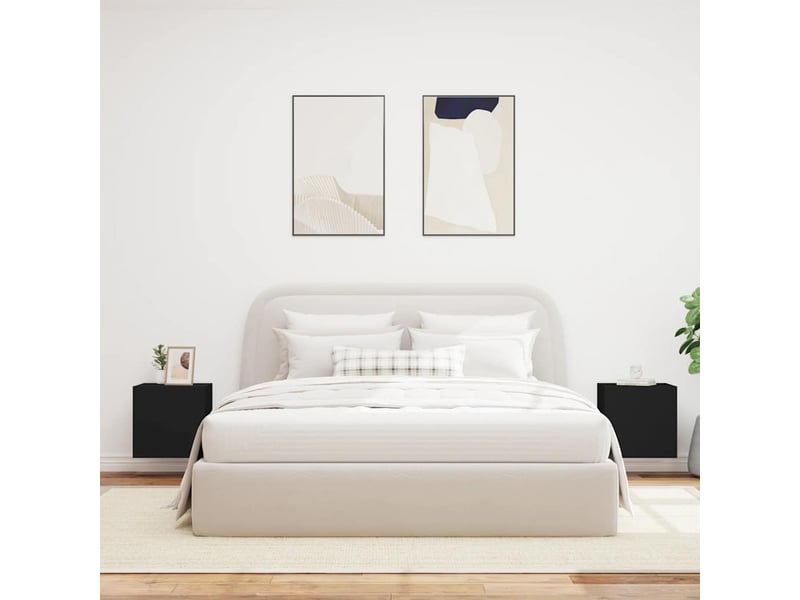  Meubles tv - banc tv - meuble de rangement muraux avec lumières led 2 pcs noir 40,5x35x40 cm  - Conforama D