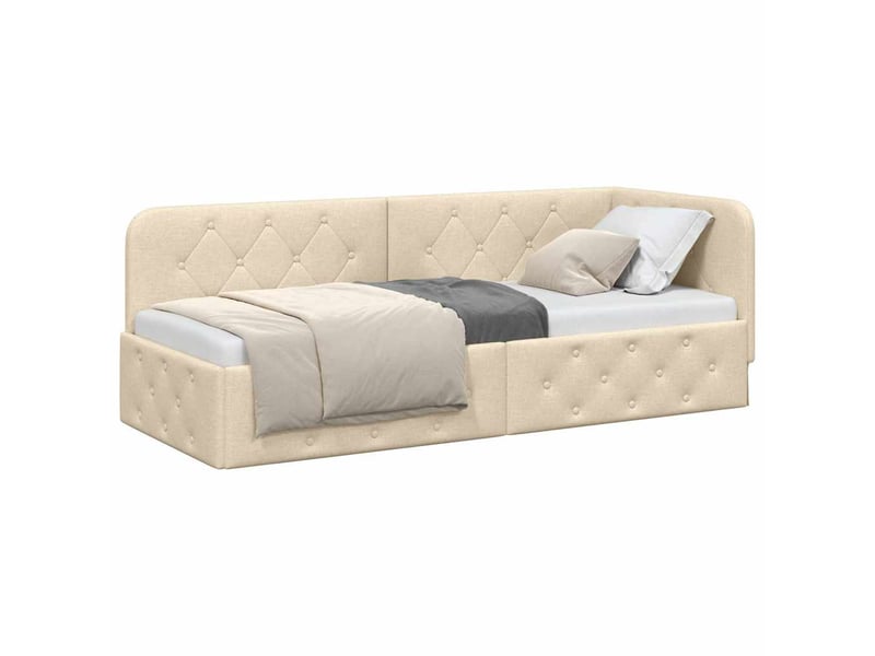  Lit simple- lit adulte -  cadre de lit d'angle crème 80 x 200 cm tissu  - Conforama B