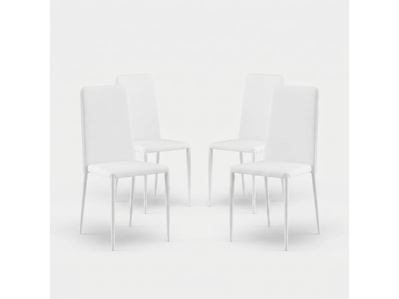  Lot de 4 chaises de salle à manger empilables en similicuir arianna - blanc  - Conforama A