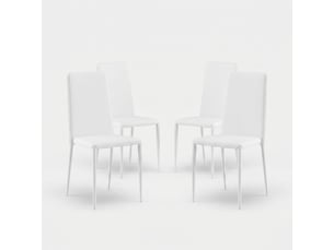 Lot de 4 chaises de salle à manger empilables en similicuir arianna - blanc