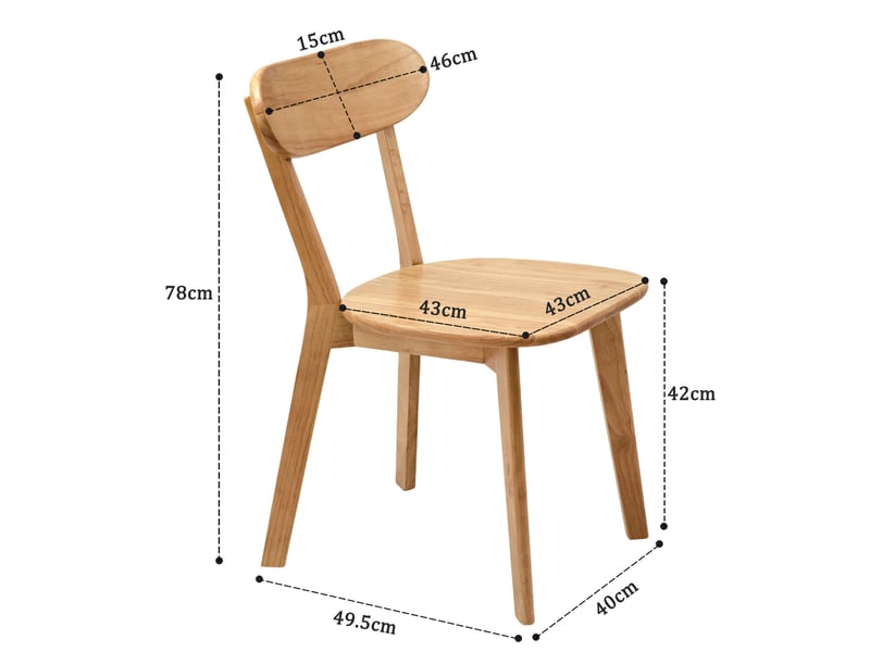  Lot de 2 chaises de salle à manger 49,5x43x78 cm dossier incurvé bois couleur bois, design naturel  - Conforama C